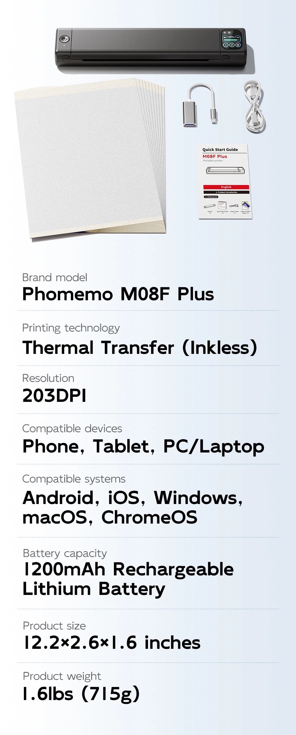 Phomemo M08F Plus Tattoo Stencil