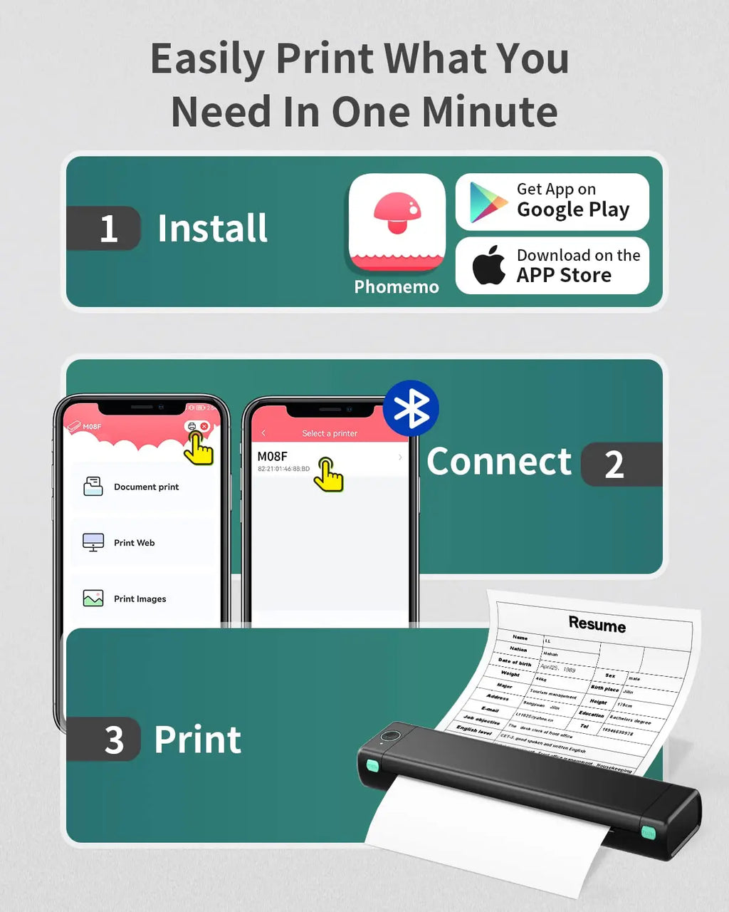 Phomemo M08F A4 Paper Printer Portable