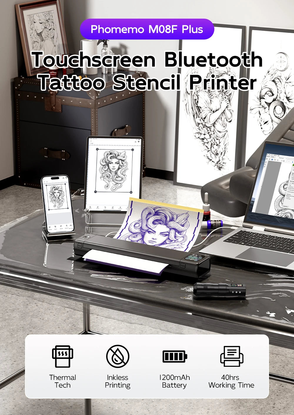 Phomemo M08F Plus Tattoo Stencil