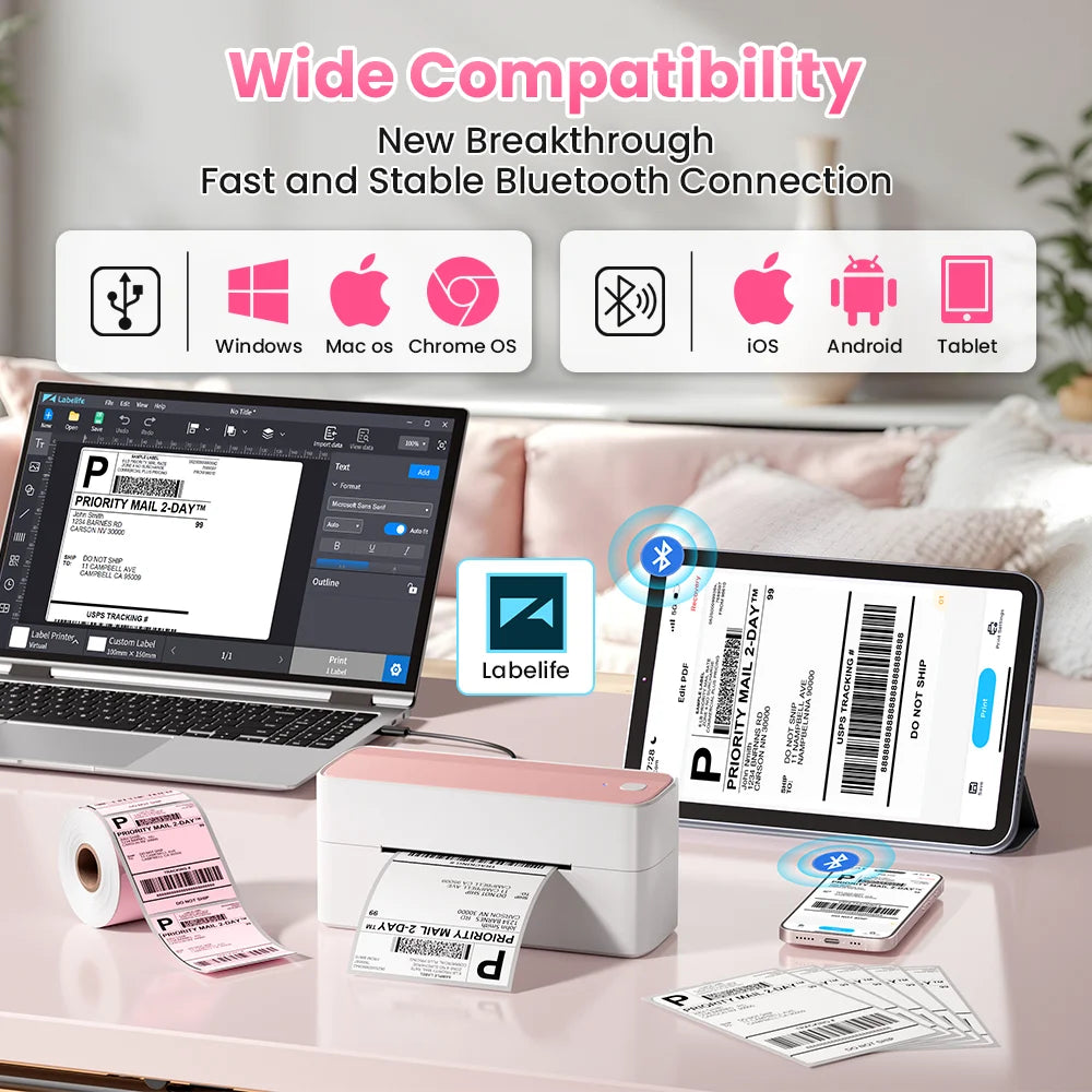 Printer Wireless Small Shipping Label Printer 4X6